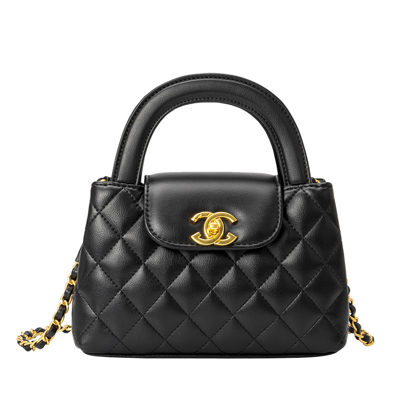 High-Grade little Zhongxiang grandma rhombus bag all-match Fashion genuine leather Chanel style portable shoulder bag 2024 New