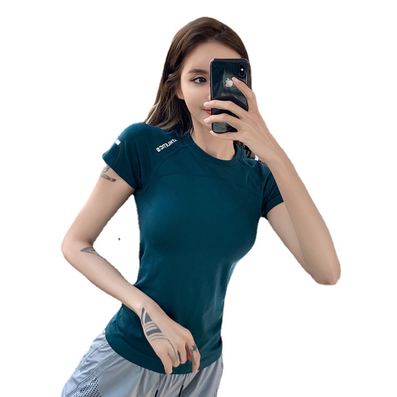 Spring and Summer Fitness Clothes Breathable Short-sleeved Yoga Clothes Women's Top High Stretch Running Quick-drying Clothes Sports Tight T-shirt