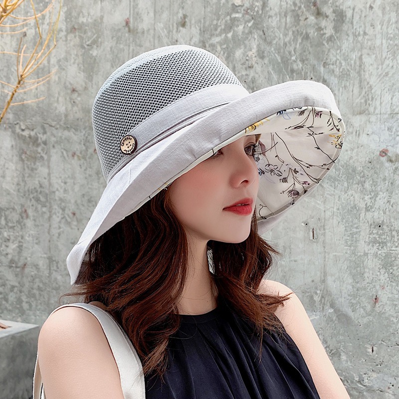Hat Women's Breathable Summer Spring and Autumn Sunscreen Hat UV Protection Fisherman's Hat Sun Hat Sun Hat Big Bean Hat