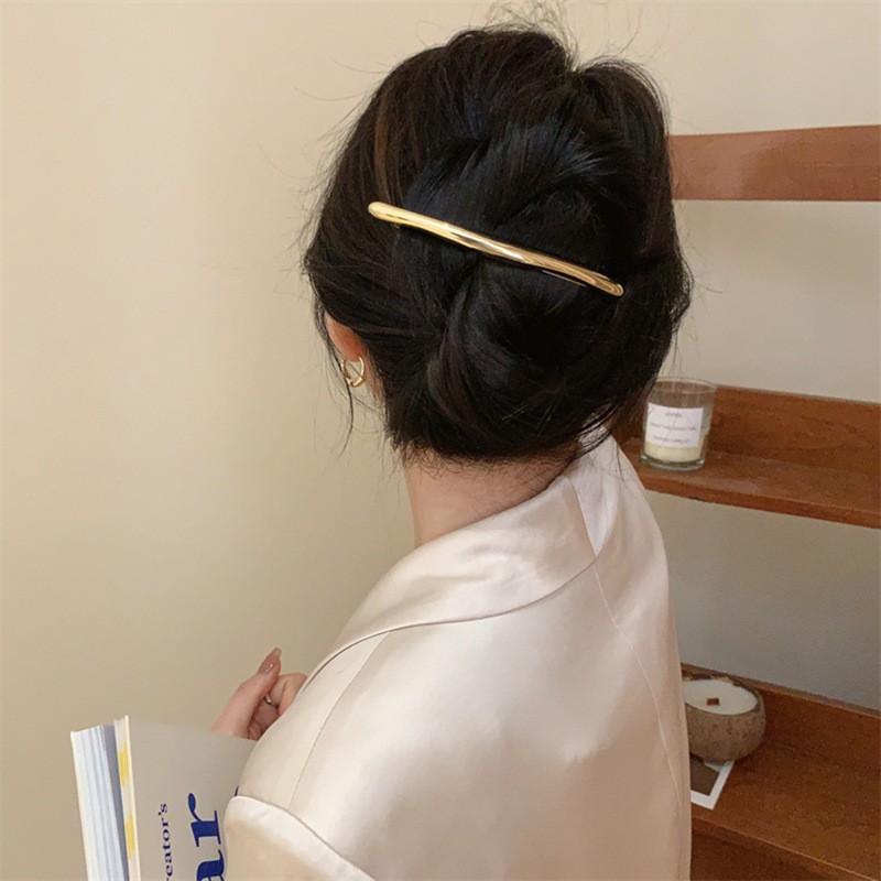 Niche design metal hairpin texture summer simple all-match back head side clip spring clip hair accessories