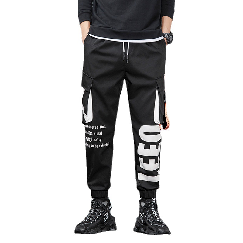 Trendy Brand Functional Cordwork Pants Men's Summer Thin Trendy Letter Printed Multi-Pocket Pants Hip-Hop Casual Pants
