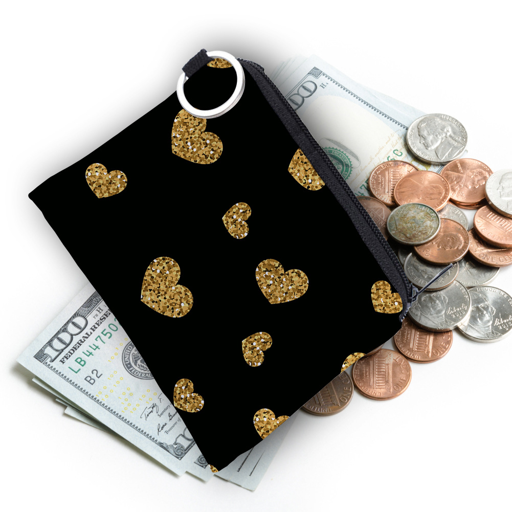 Cross-border Coin Purse Digital Printed Gold Love Pattern Water-repellent Portable Coin Earphone Key Case