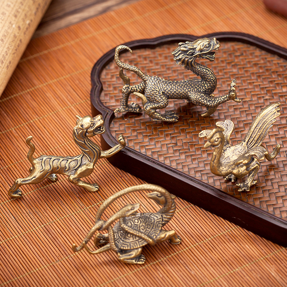 Brass Dragon decoration office home decoration crafts four God Beast desktop car decoration supplies factory wholesale