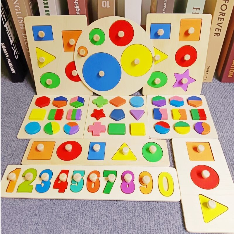 Montessori teaching aids geometric figure Panel Intelligence puzzle puzzle round shape matching cognitive early education children's toys