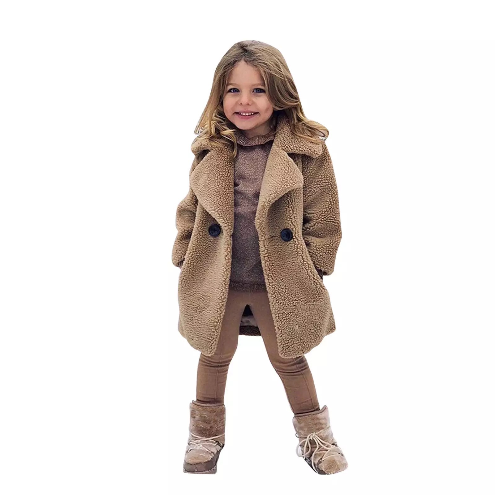 Europe and the United States cross-border children's clothing new autumn and winter coat big children's fur coat imitation cashmere large particle lapel trench coat