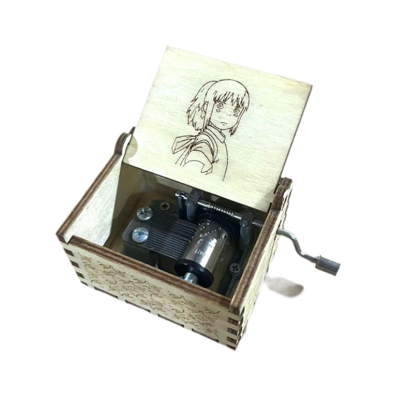 Source Factory Wooden Music Box Vintage Carving Painted Spirited Away Birthday Gift Music Box Wholesale