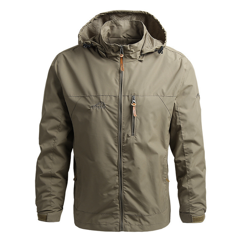 2021 jacket men's spring and autumn thin outdoor jacket youth hooded loose plus size casual windbreaker jacket