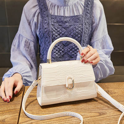 Bag Women's 2024 New Crossbody Bag Portable Small Square Bag All-match Handbag Shoulder Bag Women's Crocodile Pattern Kelly Bag