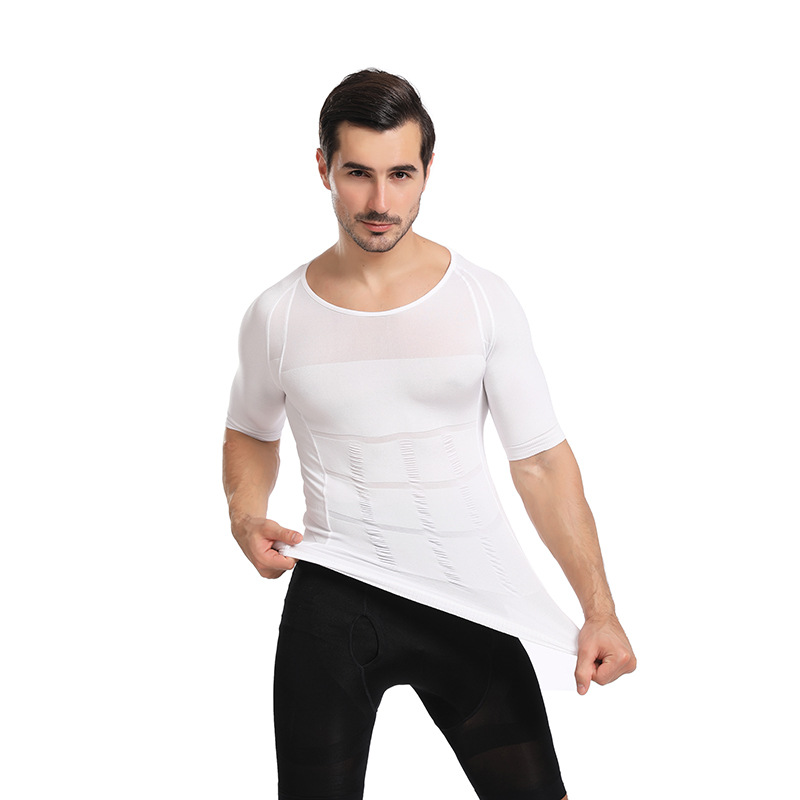 slim n lift men's body shaping short sleeve men's corset corset corset belly contracting vest sports stretch T-shirt