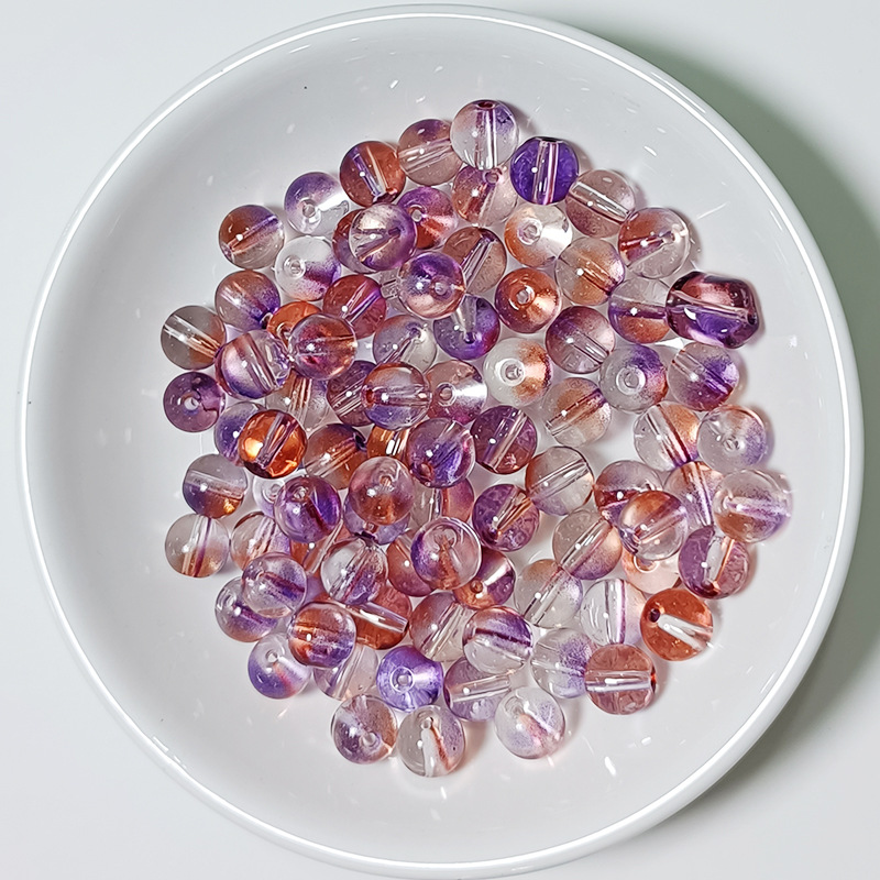 Glass 8mm beads loose beads Hanfu headdress accessories DIY hairpin accessories Czech glass jewelry accessories