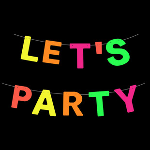 Let's Party fluorescent Party flag bar night Carnival decoration flower fluorescent Party decoration flag paper