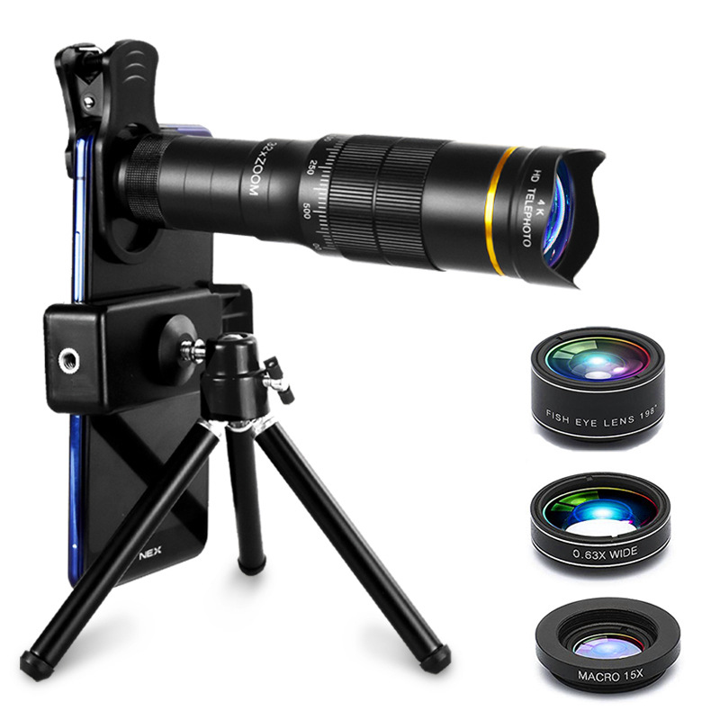 Wholesale new 22/32 times mobile phone telephoto lens high HD external universal metal monocular telescope