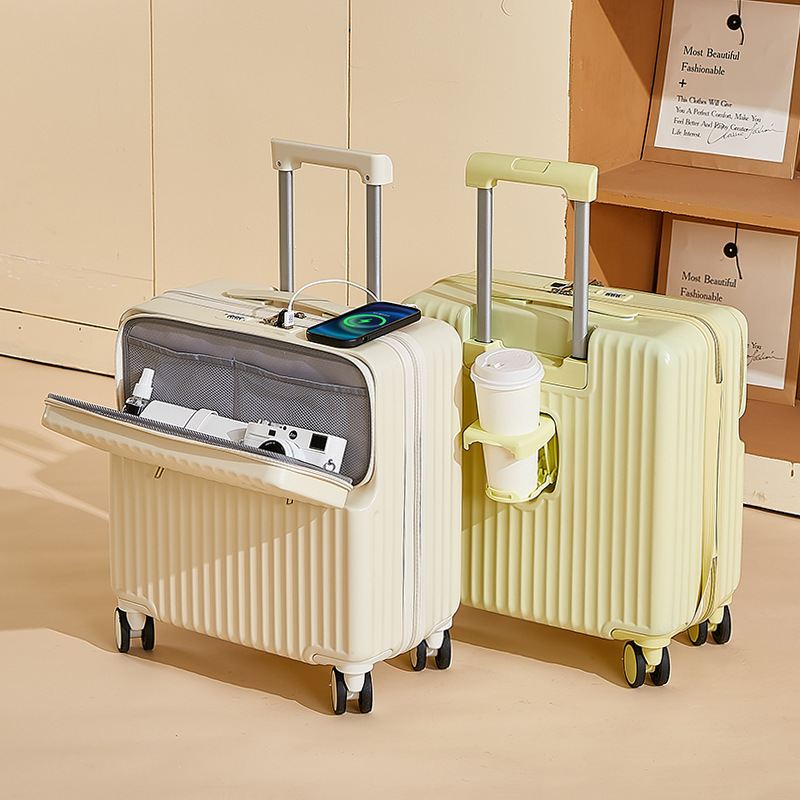 Front Opening Women's 18-inch Multi-function Boarding Code Luggage Case Men's 20-inch Student Portable Trolley Suitcase