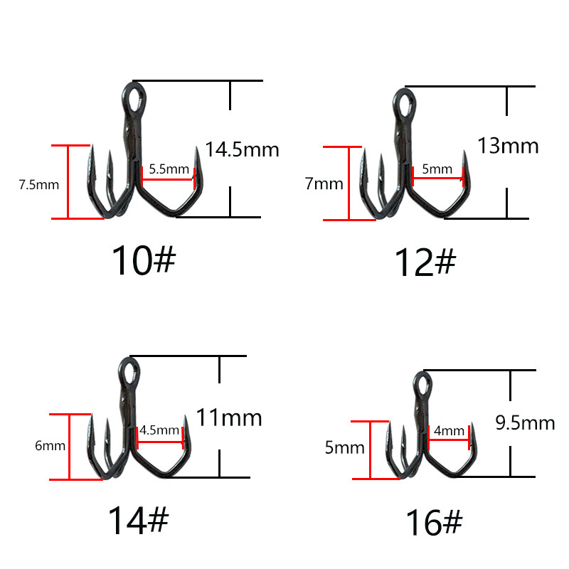 Sanben hook triangular hook fishing hook fake bait matching fishing hook barbed anchor hook black fishing gear accessories