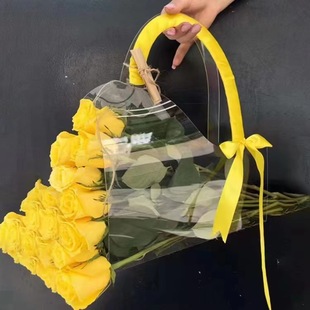 Valentine's Day Internet Celebrous Transparent Flower Handbag Tanabata Flowers Flower bouquet gift flower packaging portable PET spot