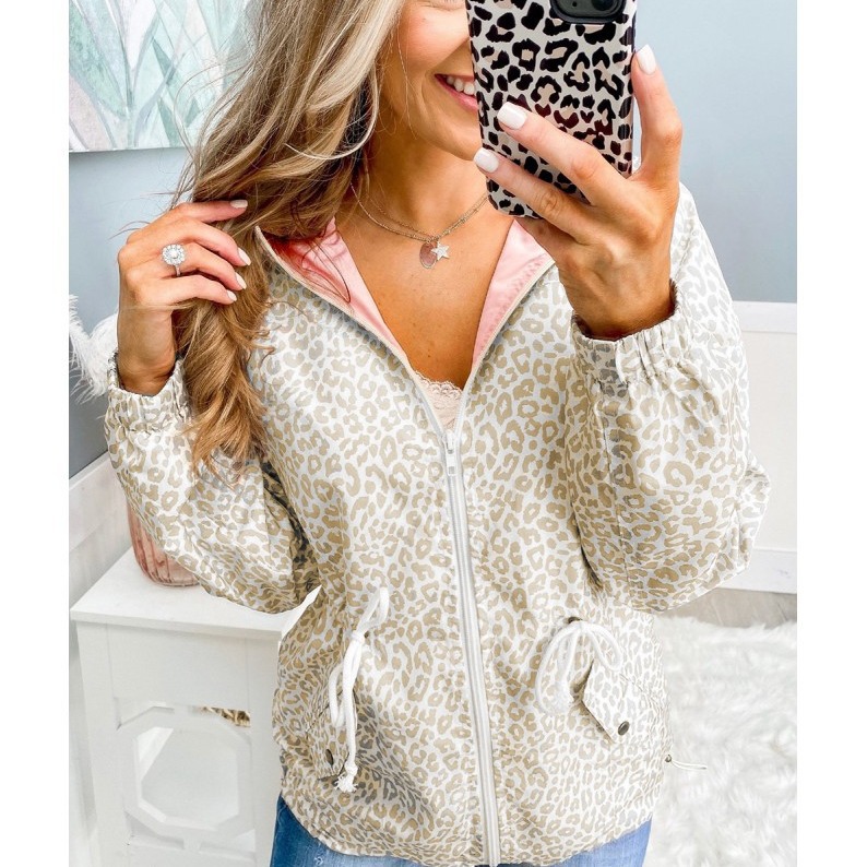 New 2024 autumn assault clothing supply leopard print zipper European and American velvet sweater women's hooded loose women's sweater