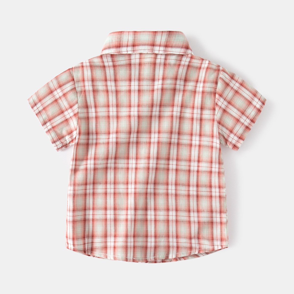 Summer Outdoor Travel Casual Shirt Boy's Lapel Plaid Shirt Cotton Comfortable Children's Short Sleeve Shirt