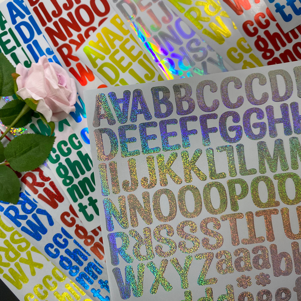 Cross-border laser number sticker 1 inch diy self-adhesive vinyl mailbox waterproof personalized a4 laser letter sticker