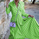 FD1075 in stock 2024 autumn cross-border new women's fashion long sleeve temperament long striped dress