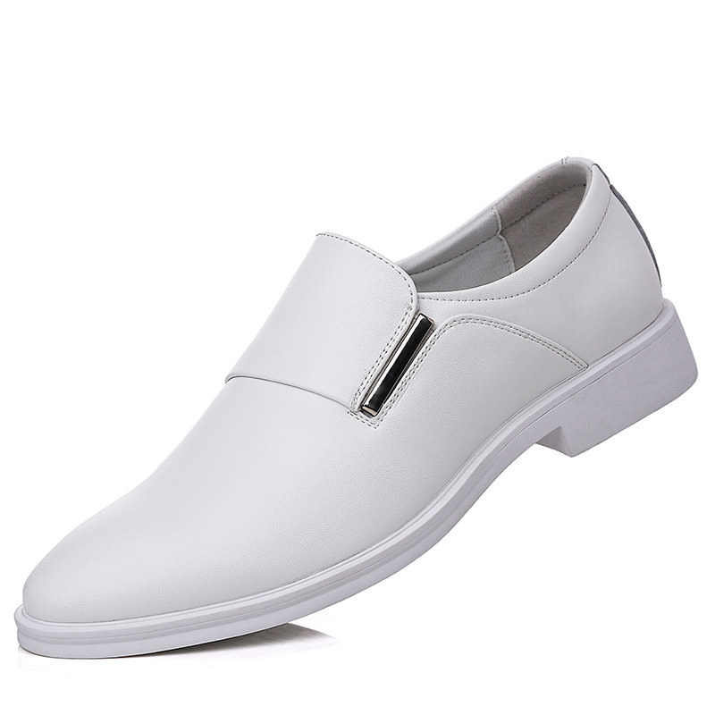White Leather Shoes Men's Genuine Leather Spring Breathable 2022 New Dress Business Derby Shoes Men's Casual British Men's Shoes