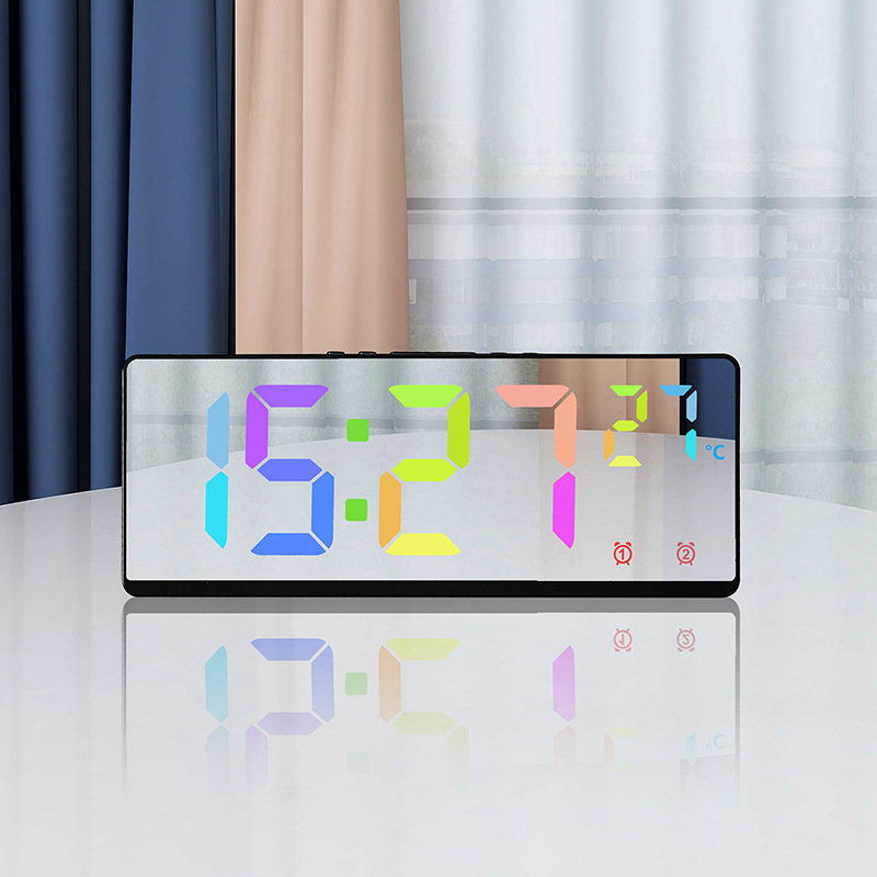 Creative multi-function electronic clock simple large screen clock multi-group alarm clock student bedside clock factory direct 6631