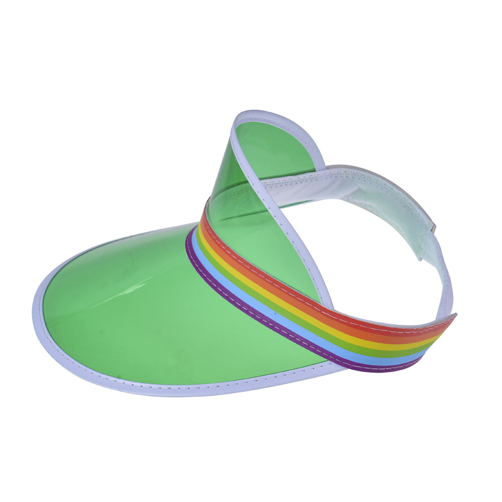 Amazon European and American gift plastic cap transparent silk-screen rainbow beach cap UV-proof sunshade PVC empty top cap