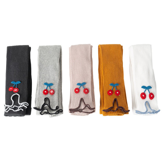 Children's Leggings Girls Pantyhose Spring and Autumn Agaric Cherry Baby Nine Foot Foot Socks Baby Korean Wholesale