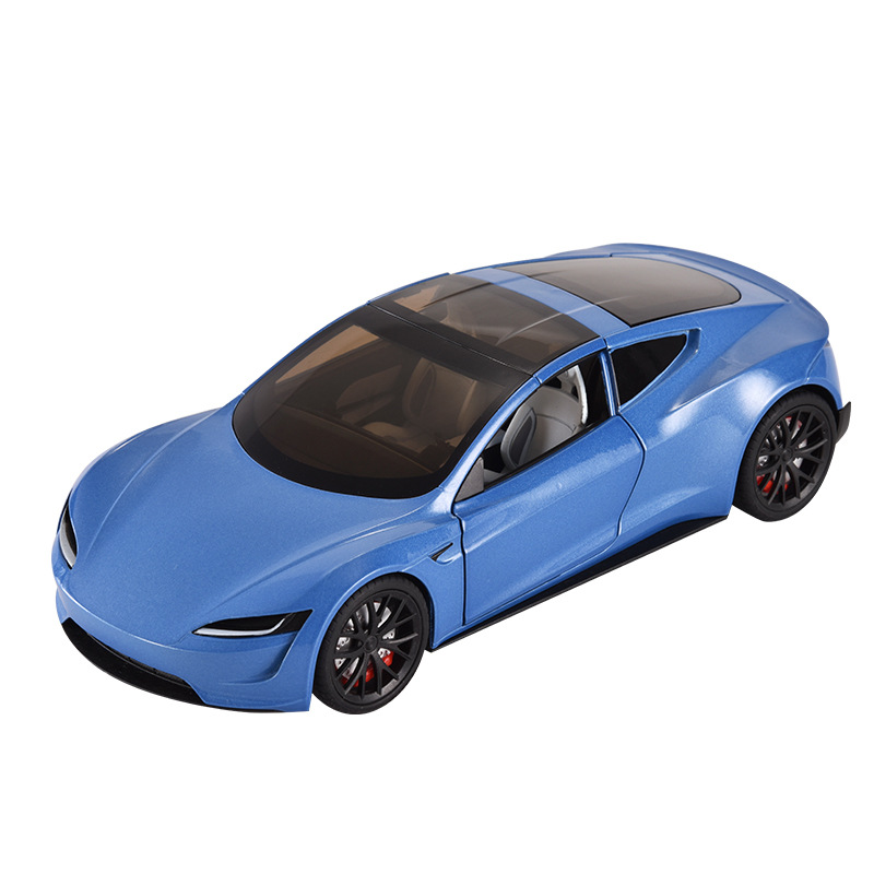 Boxed 1 to 24 Tesla convertible sports car space version pull back toy car Music car model ornaments