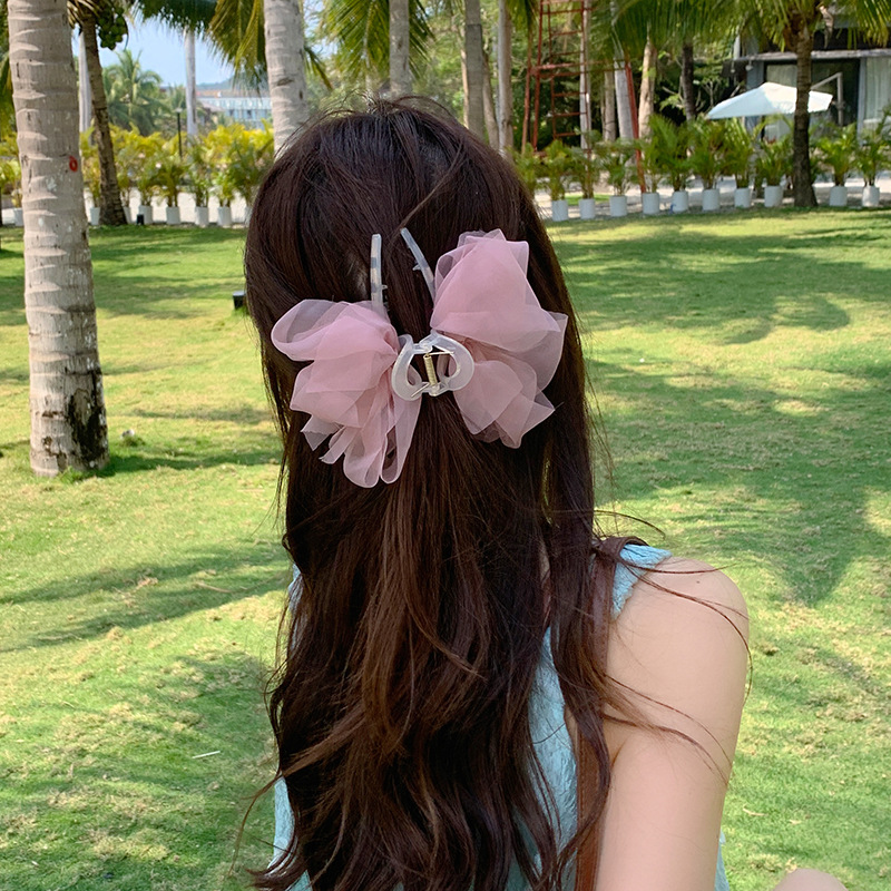 Pince à cheveux de voyage de style féerique, pince à cheveux avec nœud en fil, pince à requin, grande poignée, nouveau style, affichage de cheveux, pince à cheveux, accessoires pour cheveux de princesse, couvre-chef_voghion.com