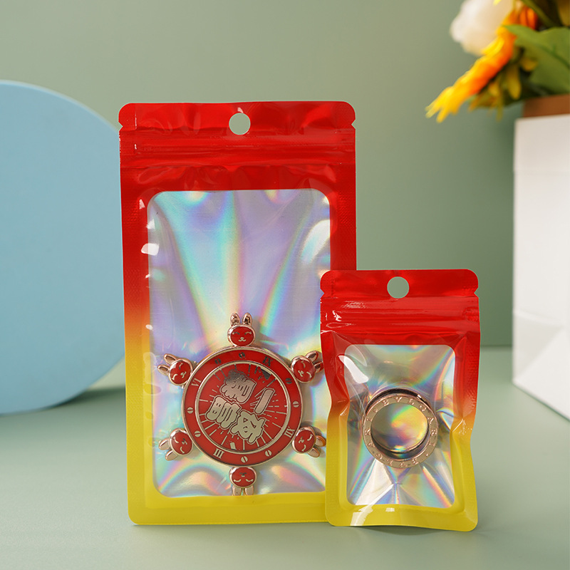 Color gradient aluminum foil laser self-sealing bag jewelry packaging bag candy snack packaging bag sealed bag wholesale