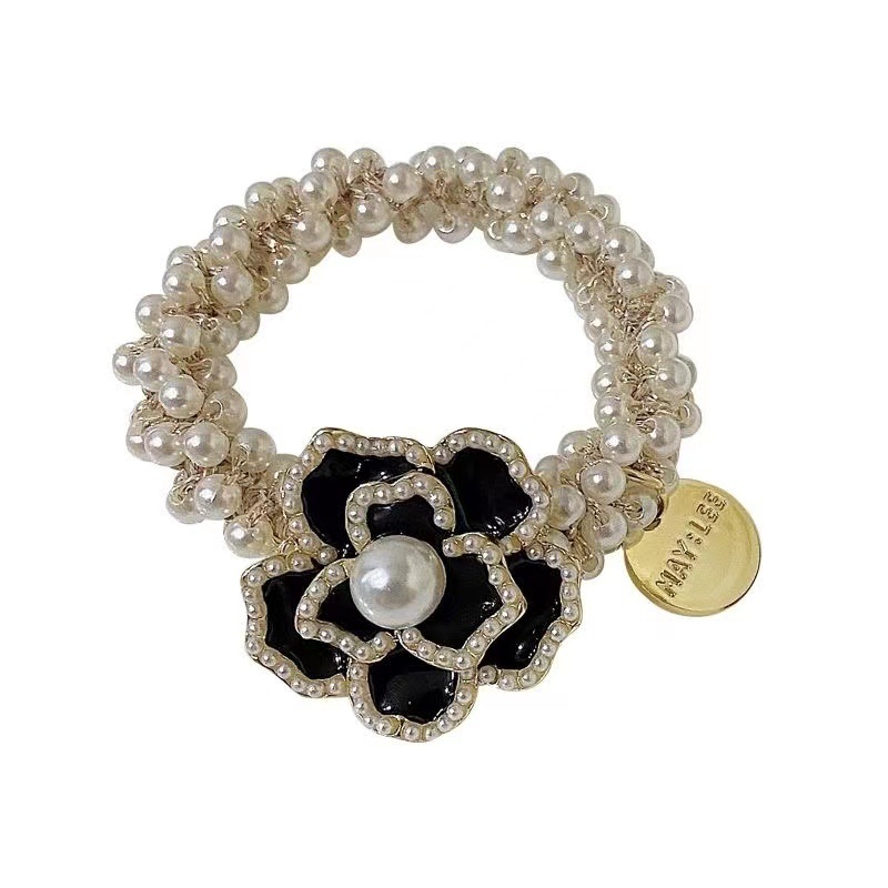 Pearl Camellia Hair Ring High-end Sense Hair Rope Ball Hair Accessories Tie Rope Internet Celebrity Hot New Simple Rubber Band