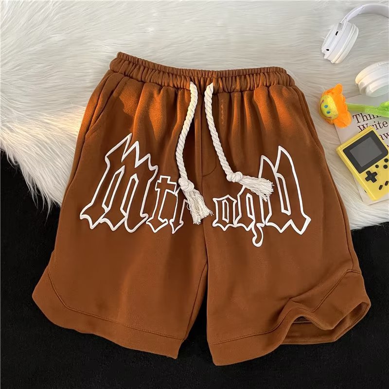 European and American street hip hop letter foam printed sports shorts men's fashion brand high street style loose casual printed middle pants
