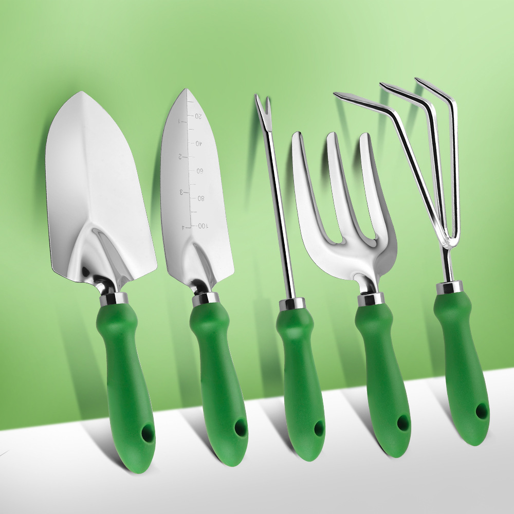 Plastic Handle Stainless Steel Garden Planting Tools Outdoor Vegetable Planting Flower Puller Household Pointing Shovel Rake Set