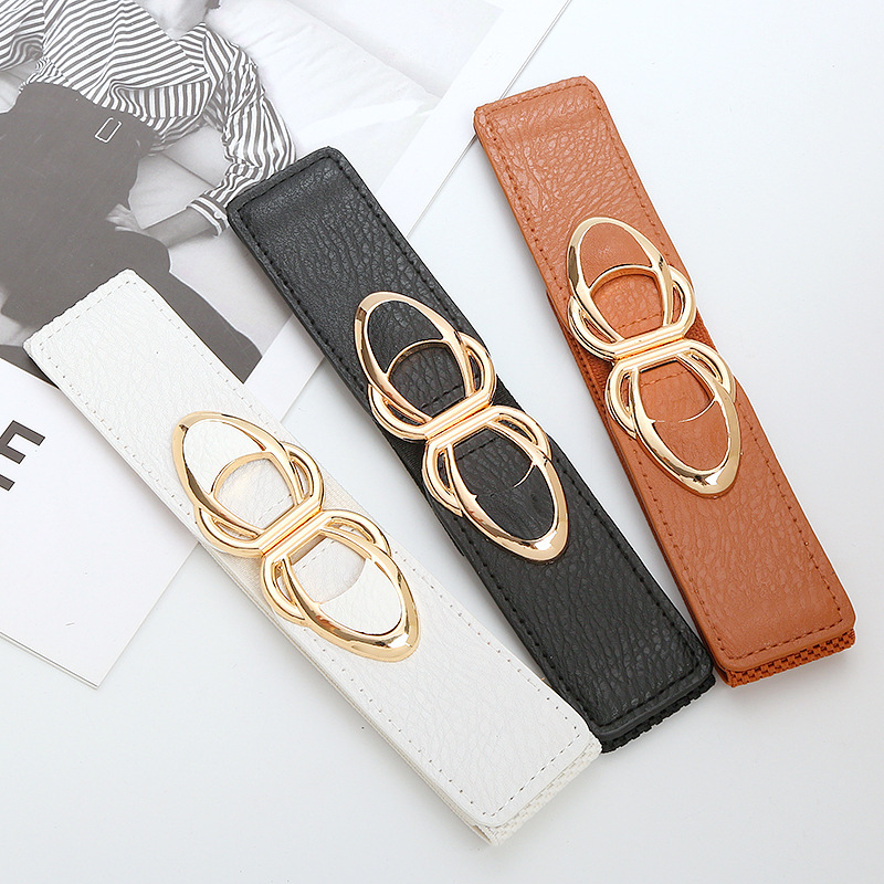 Summer Belt Decorative All-match Cross-border Spot Amazon PU Leather Buckle Elationate Body-shaping Bundle Women's Belt