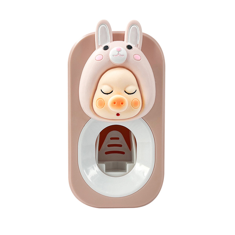 Automatic Toothpaste Squeeze Artifact Lazy Squeezer Cartoon Cute Powder Rabbit Children's Wall-mounted Non-punching Storage Shelf