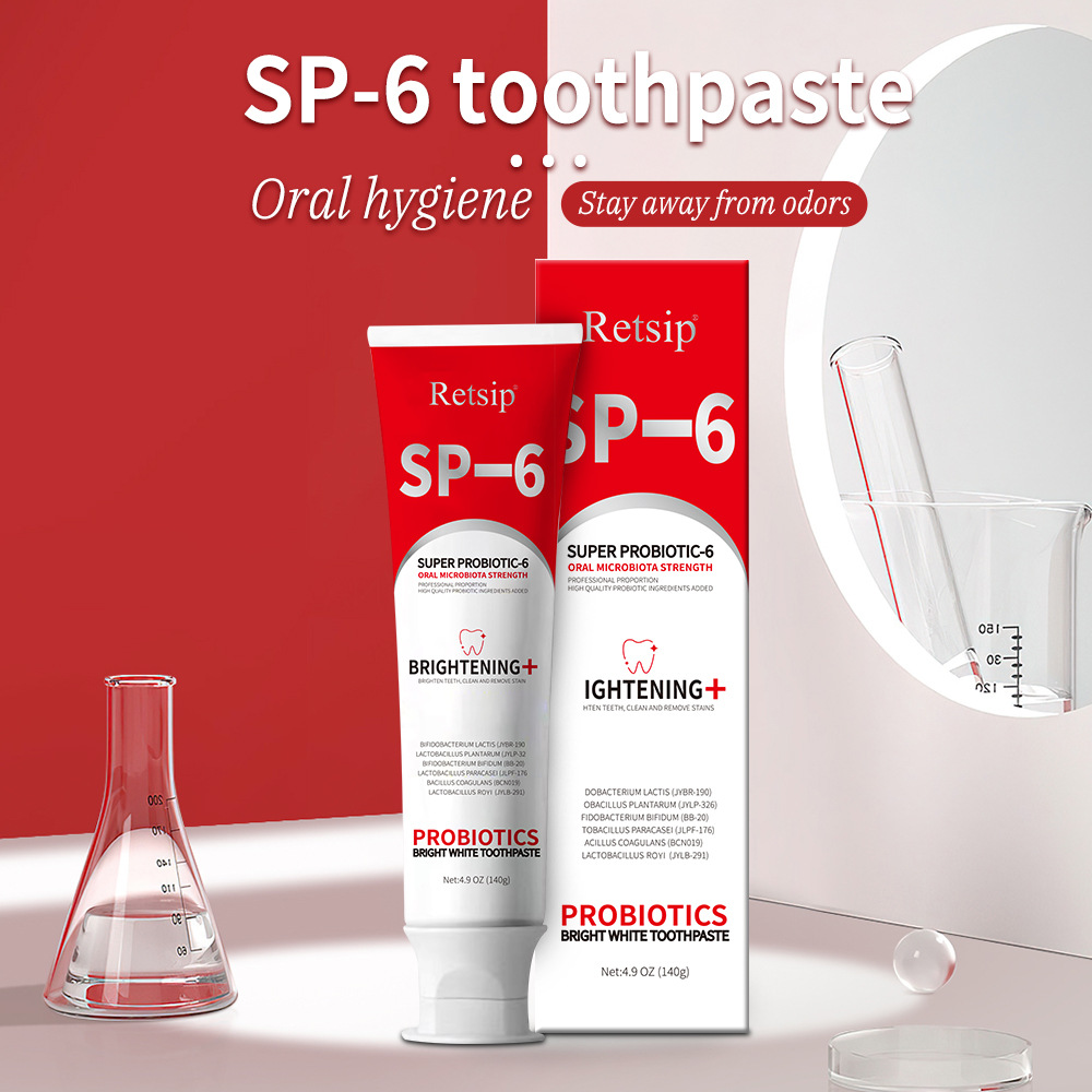 Cross-border Retsip SP-6 Probiotics Whitening and Stain Removing Toothpaste Fresh Tone to Improve Yellow Teeth 140g