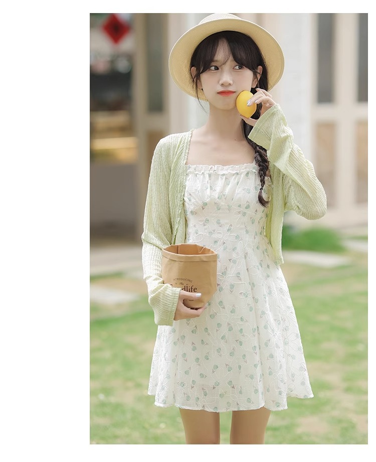 French sun protection clothing cardigan women's outer wear thin autumn and summer strap dress shawl blouse small waistcoat