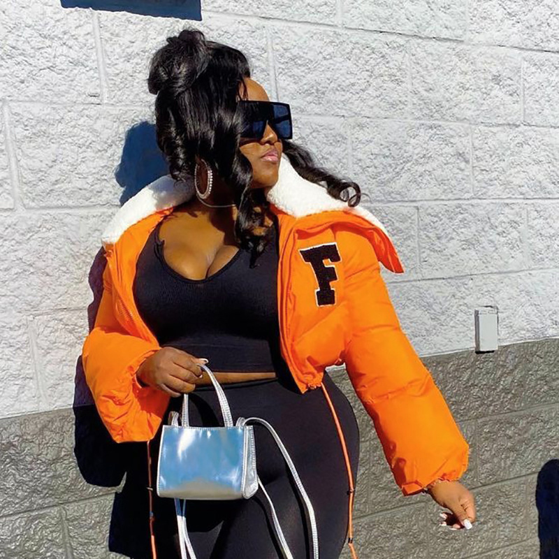 Q22TP392 European and American women's clothing 2022 autumn and winter New Fashion solid color embroidery North American small stand collar casual cot_voghion.com