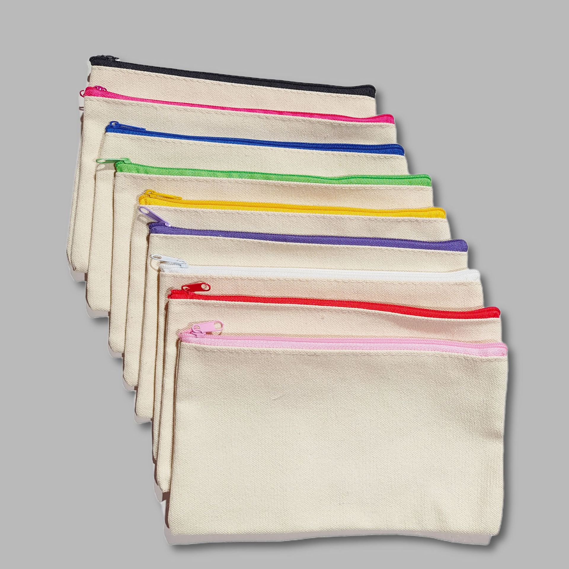Amazon Cross-border Zipper Canvas Pencil Bag DIY Graffiti Pencil Bag Cotton Pencil Bag Blank Spot Storage Pencil Bag