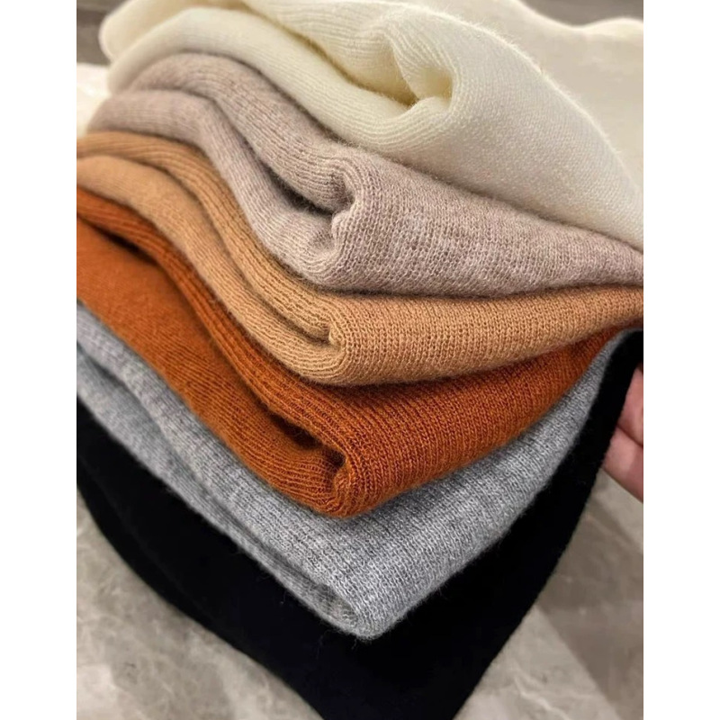 All-Match Thin Round Neck Slim-Fit Knitted Base Shirt Women's Basic Wool Inner Long-Sleeved Pullover Sweater Niche Elegant