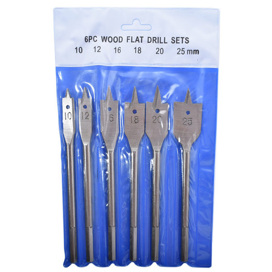 Three-pointed woodworking flat drill 10-25mm woodworking hole opener 6PCs suit hexagonal handle titanium-plated wood drilling bit