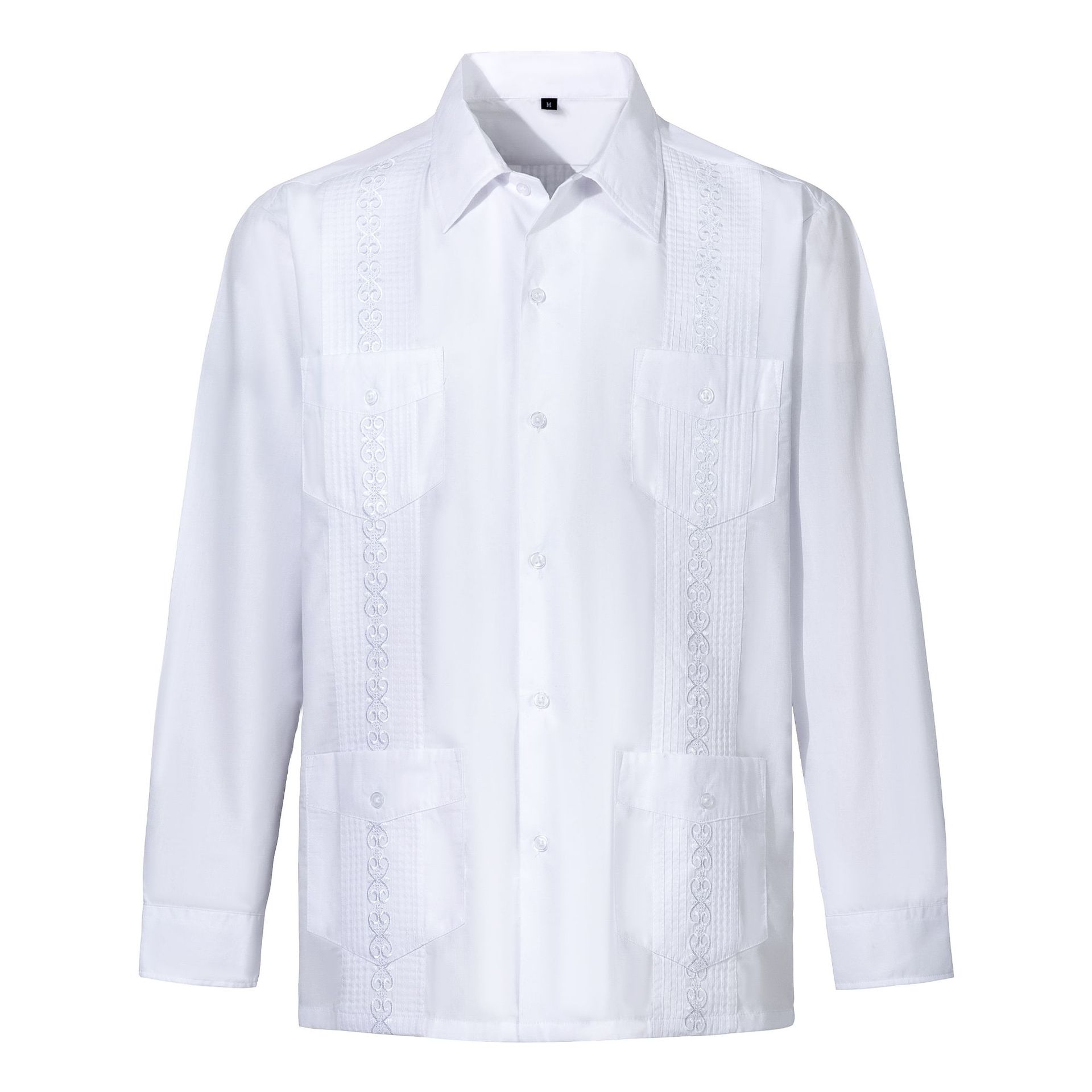 European and American Explosions Men's Guayabelala Shirt Men's Long Sleeve Four Pocket Shirt Factory Outlet