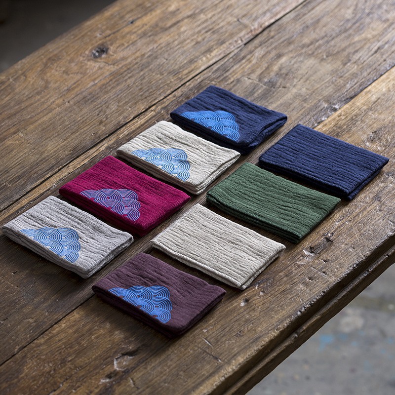 Excellent Tea Ceremony Embroidered Hemp Tea Towel Japanese Fabric Thickened Absorbent Tea Cloth Zen Kung Fu Tea Set Towel Rag