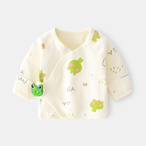 Newborn Baby Inner Clothes Boneless Pure Cotton Spring and Autumn Velcro Half-back Pajamas Full Moon Monk Clothes Baby Top