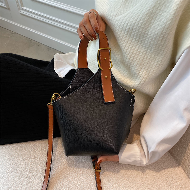 Γυναικεία τσάντα χονδρικής χονδρικής τσάντα εξειδικευμένου σχεδιασμού γυναικεία τσάντα σε αντίθεση χρώματος τσάντα κουβά τσάντα καλαθιού φαγητού_voghion.com