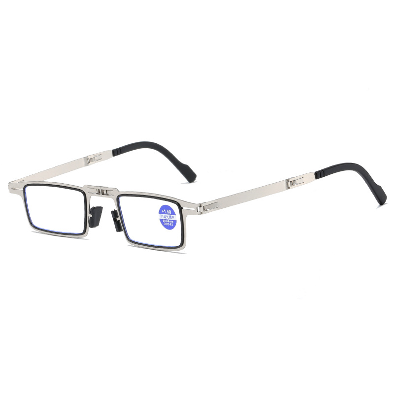 Steel leather folding reading glasses anti-blue light ultra-thin glasses 2021 new high-end portable HD reading glasses