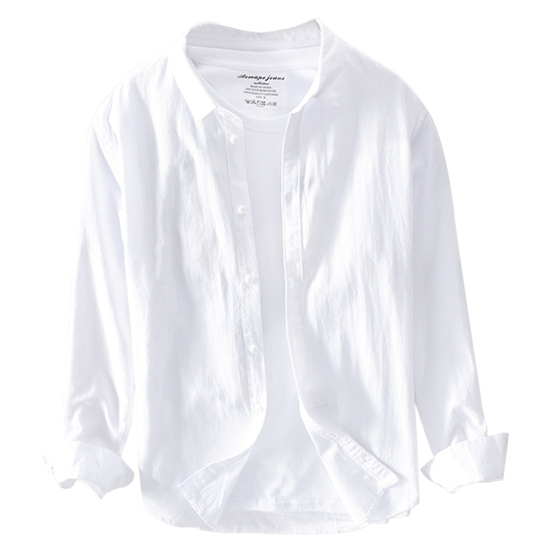 748 simple solid color men's shirt light retro cotton shirt a generation of hair