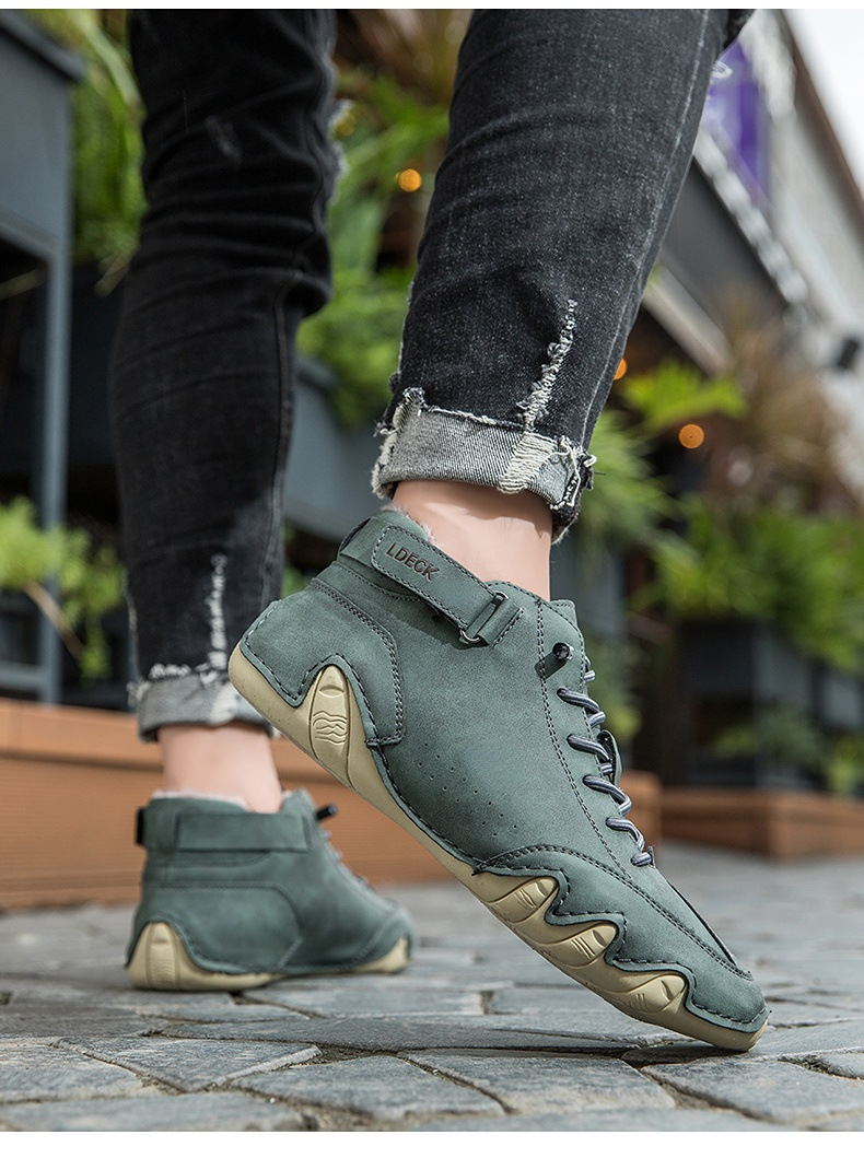 Cross-border Explosions Vinterfløyelsmartinstøvler Store størrelser Octopus Herre Varme Bomullssko Høye Herresportssko_voghion.com