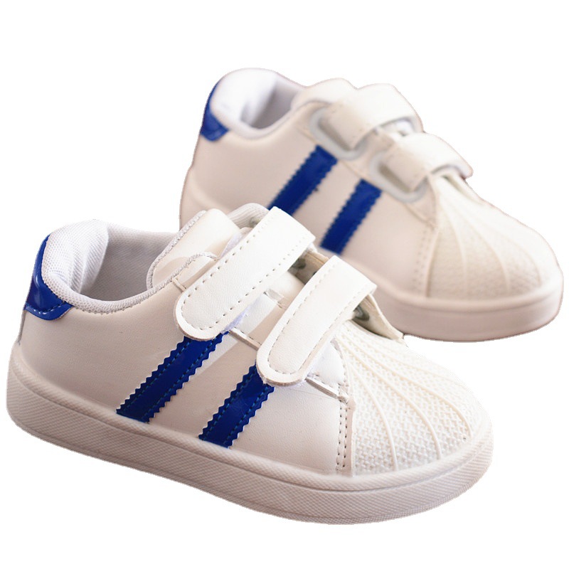 Shell head two bars children's shoes boys and girls white casual shoes student children's sports shoes manufacturers straight hair wholesale