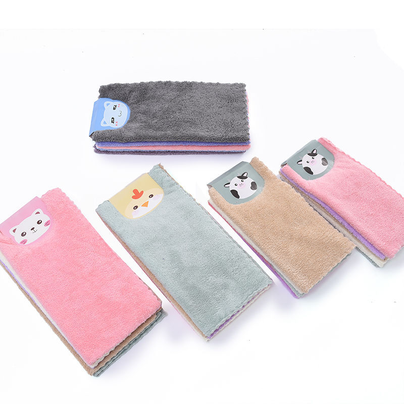 [5 Pack] Pin-in Square Towel Children's Handkerchief Soft Absorbent Not Easy to Fell Hair Not Easy to Fell Small Square Towel